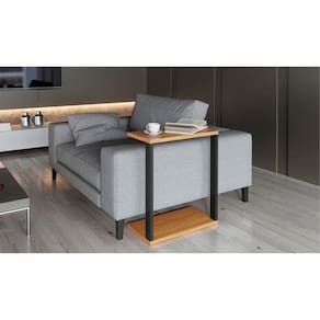 Mesa Lateral Industrial 60x32cm Pradel Móveis Freijó/Preto Fosco