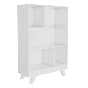 Estante Retro em MDF 5 Nichos Móveis Peroba Branco