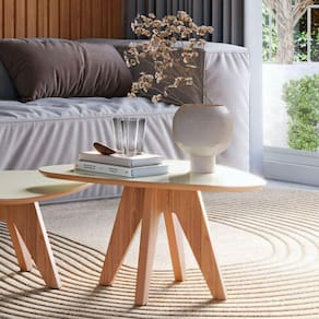 Mesa de Centro Orgânica 65cm Marrom Dalla Costa Off White/Freijó