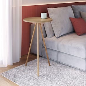 Mesa Lateral Redonda Alta Industrial Artesano Hanover/Dourado