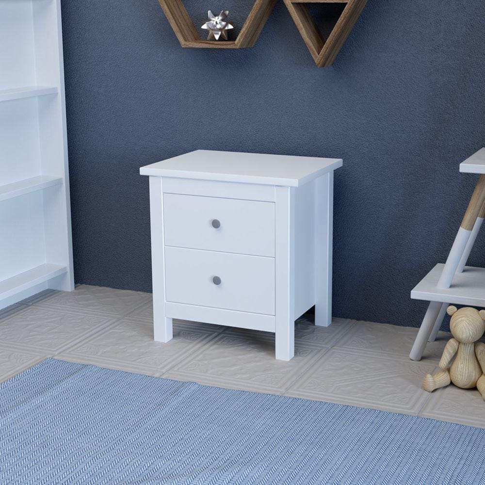 Mesa de Cabeceira 2 Gavetas em Madeira Maciça Alba Parpinelli Branco