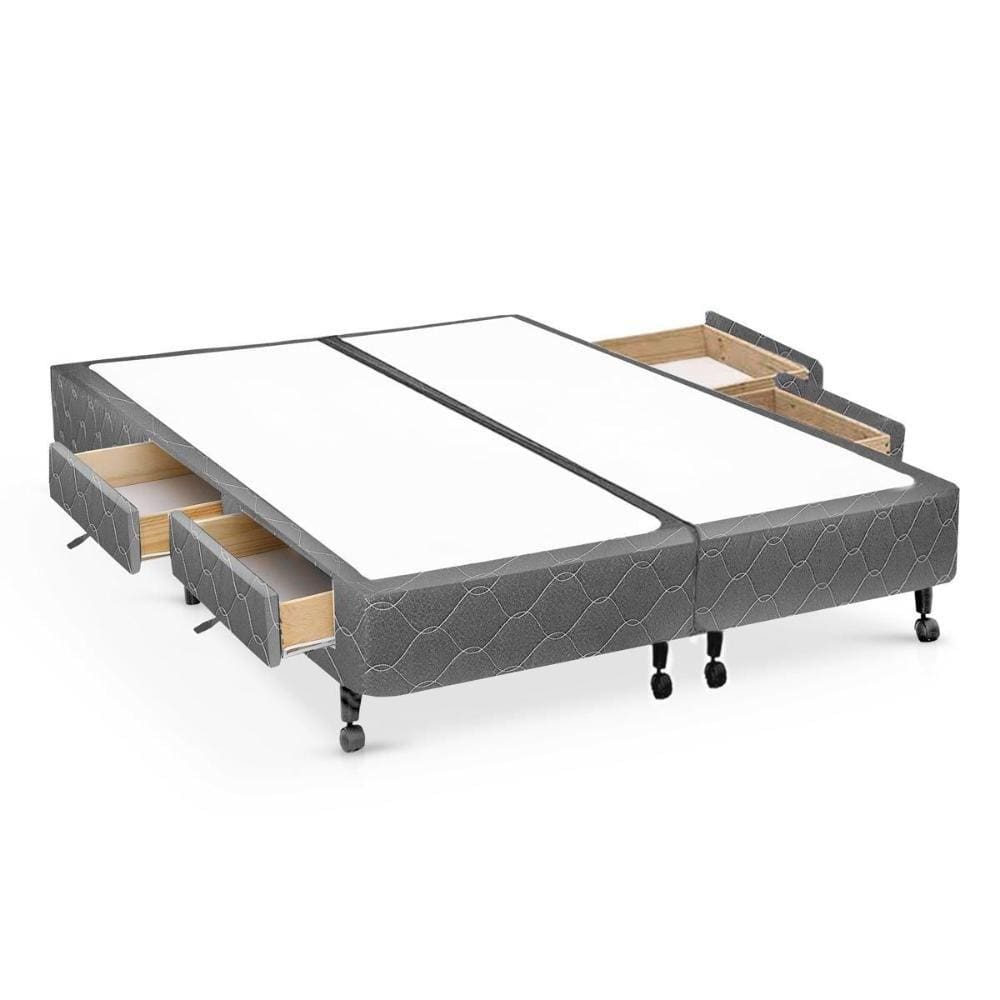 Cama Box Base c/Gavetas Queen Poli Tecido Gray (158x27-c/4 Gavs) - Castor