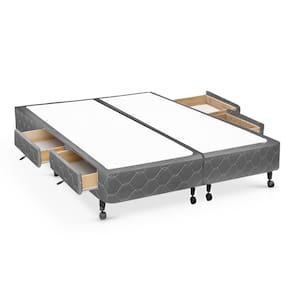 Cama Box Base c/Gavetas Queen Poli Tecido Gray (158x27-c/4 Gavs) - Castor