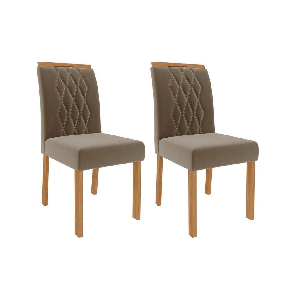 Cadeira Sala de Jantar Juliana Madeira Kit 2 Un Madeira/Suede Joli - Cimol