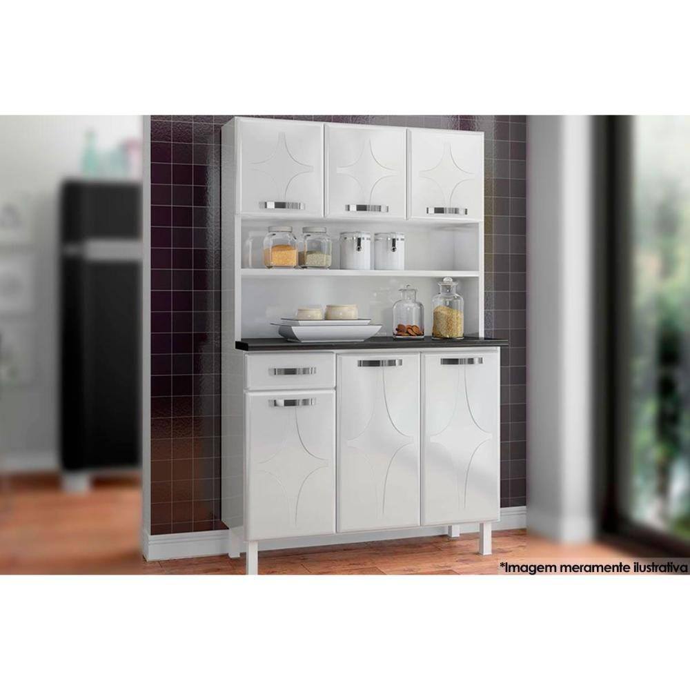 Kit de Cozinha Compacta Rubi Smart Aço 6 Portas e 1 Gaveta 105cm Branco - Telasul