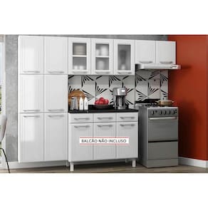 Cozinha Completa Topázio Aço 3 Peças (2Aéreo+1Paneleiro) CZ68 Branco - Telasul