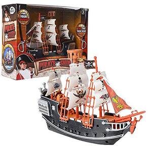 The Dreidel Company detalhado Pirate Boat Ship Adventure Playset, Pirate Fun Toy, Party Favors, 10 "
