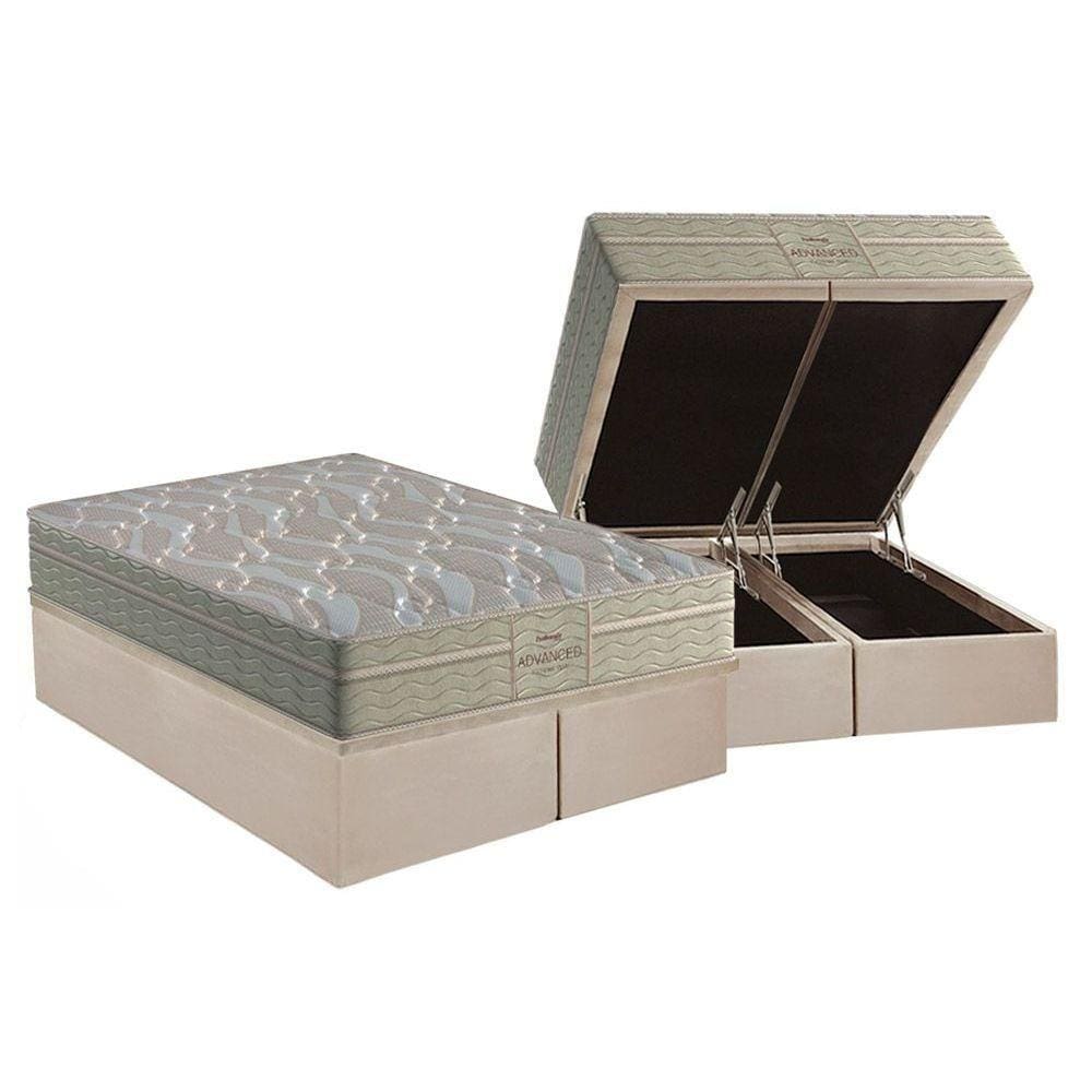Cama Box Baú King: Colchão Ortopédico Probel D45 / EP Firmepedic ProDormir Advanced Tech2000 Plus + Base CRC Suede Clean(193x203)