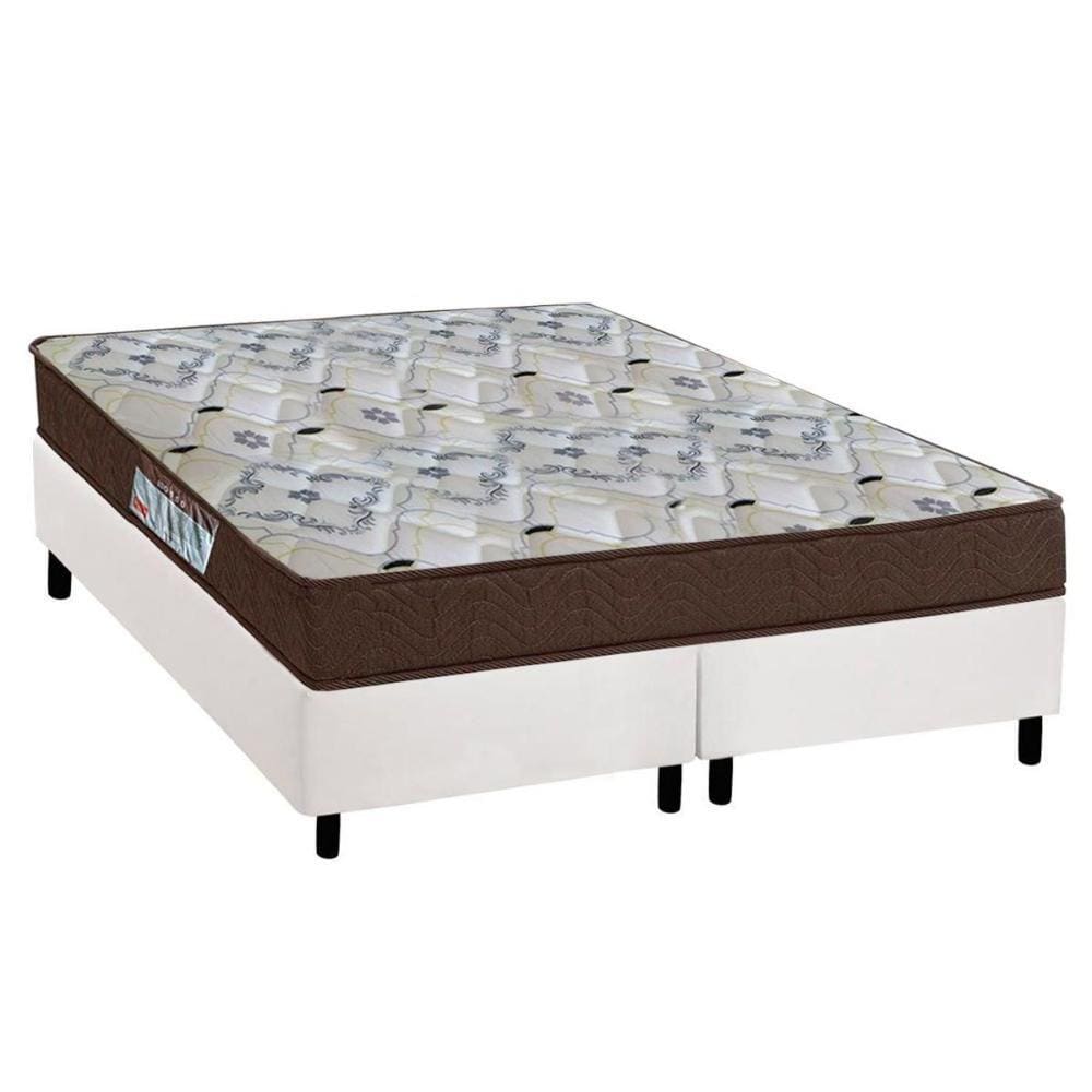 Cama Box Queen: Colchão Ortopédico Ortobom D45/EP Fort Tech ISO 150 + Base CRC Courano White(158x198)