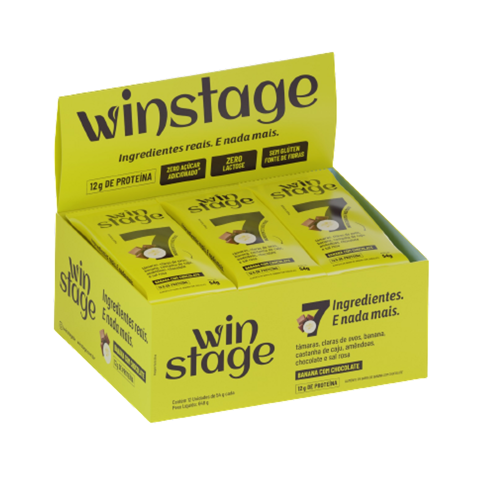 Barra de Proteína Banana com Chocolate 54g WinStage 12 Unidades