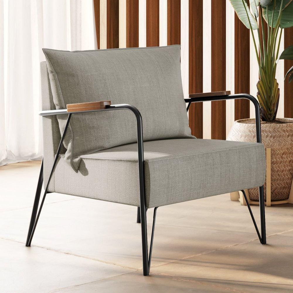 Poltrona M02 Mais Decor Preto/Linho Areia