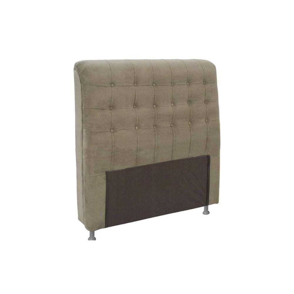 Cabeceira Cama Box Estofada Solteiro Solteiro Dama Plus Suede Marrom Taupe - Simbal