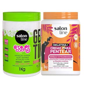 Kit Salon Line Gelatina To De Cacho + Creme De Pentear Gelatina Salon Line Definição Extraordinária 1Kg