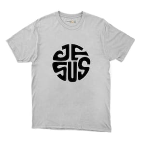 Camisa Frase Jesus Algodao Masculina Gola Redonda Manga Curta Confortavel Dia a Dia