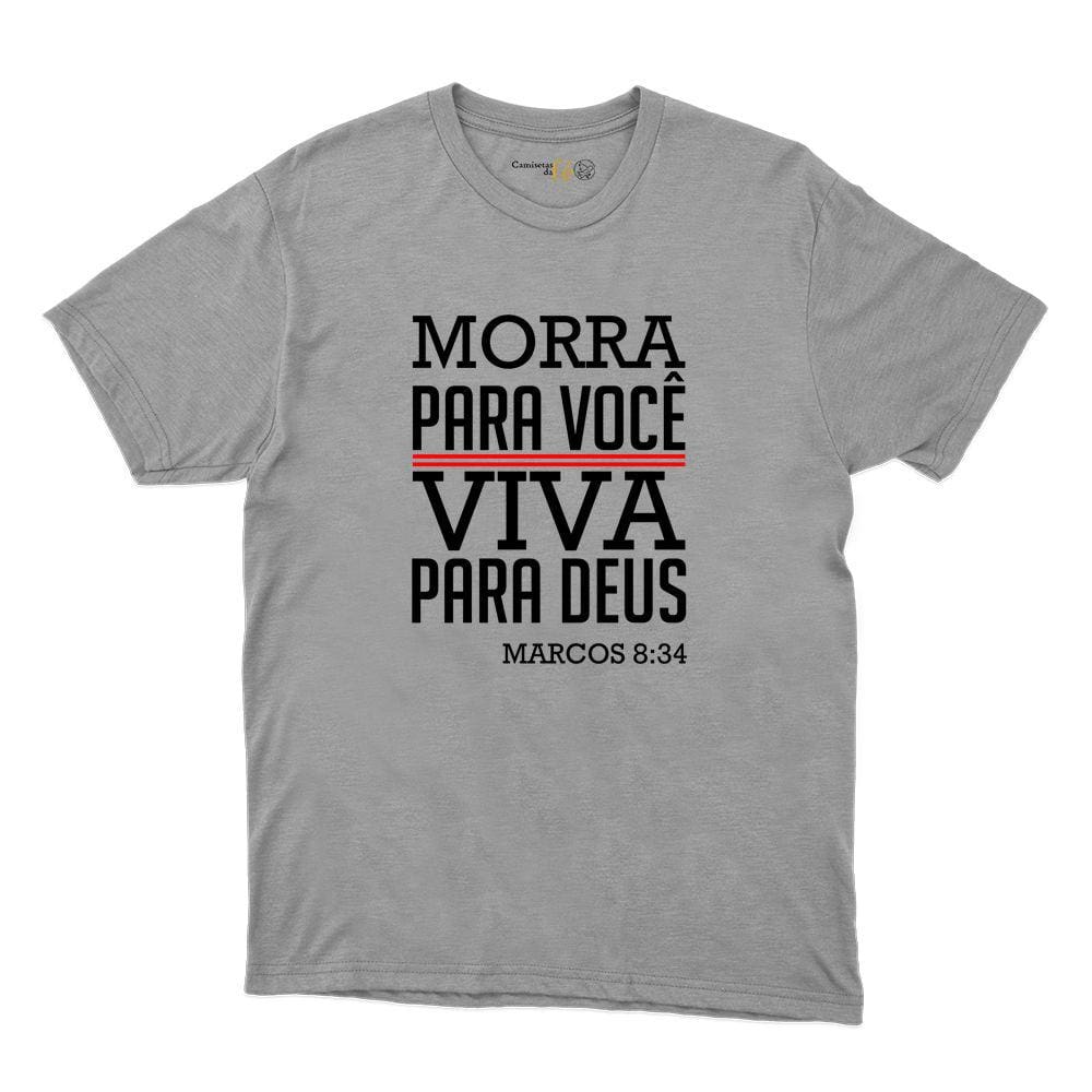 Blusa de Algodao Gola Redonda Masculina Frase Catolica Morra Para Você Viva Para Jesus Macia