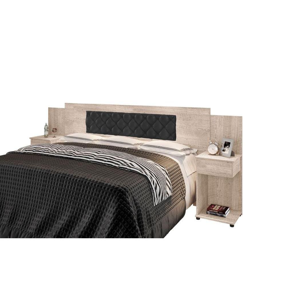 Cabeceira Box Bruna Amarula com Capitonê Preto