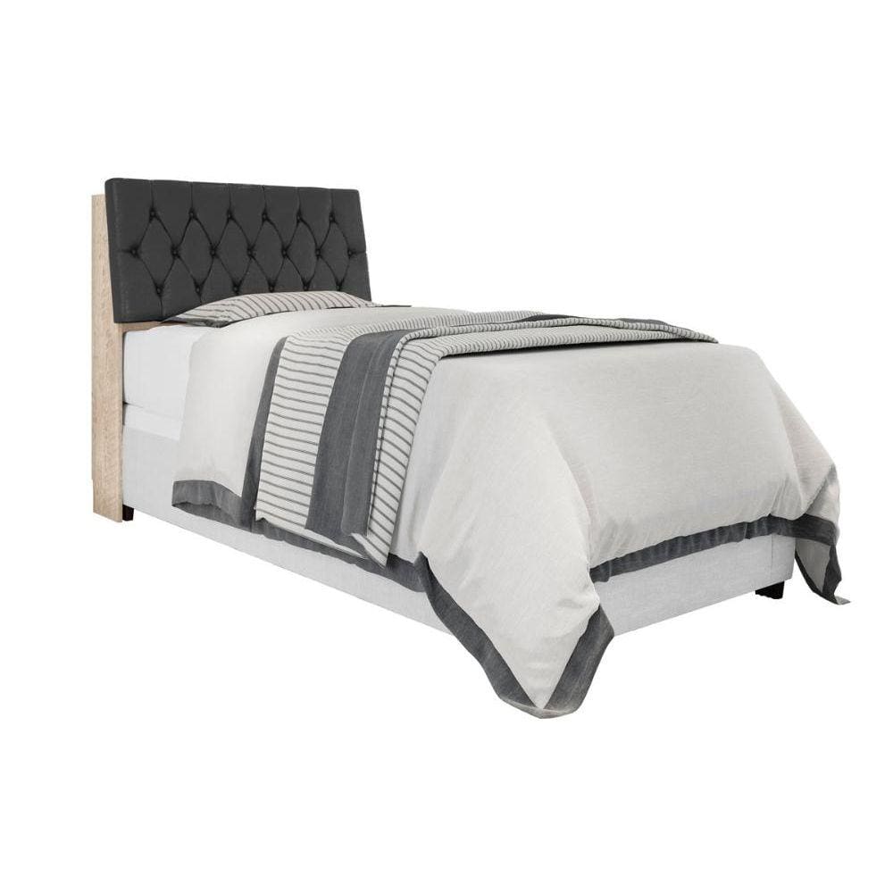 Cabeceira Box Solteiro Isis Amarula com Capitonê Preto