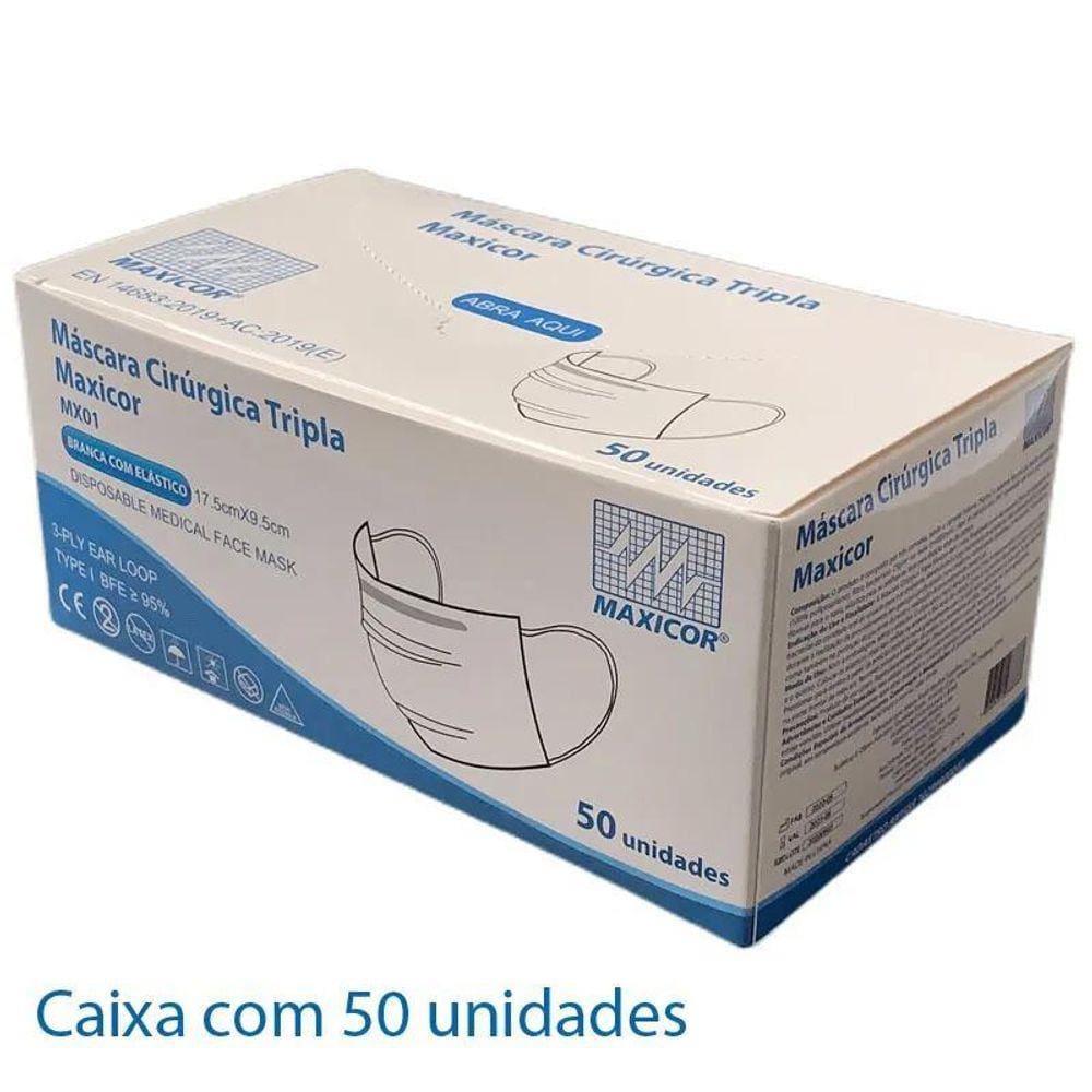 Caixa 50 Unidades Máscaras Proteção Descartável Tripla