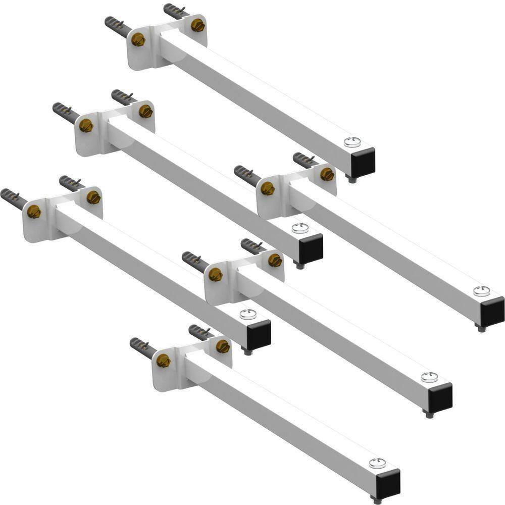 06 Suportes Refletor Base Reta Braço 20 Cm 6 Cjts - Branco