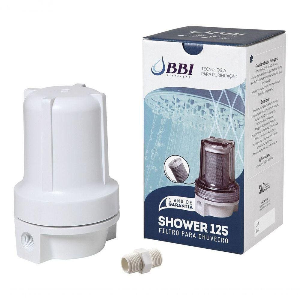 Kit 6 Filtro De água Anticloro Bbi Para Chuveiro Ducha Shower Branco Carvão Ativado Remove Cloro