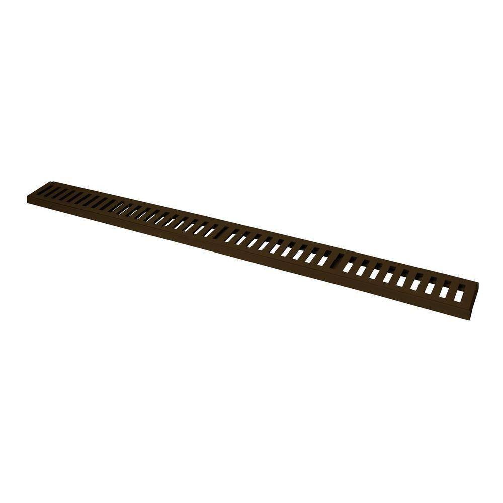 Ralo Grelha Linear Com Caixilho Em Alumínio Marrom 20x100cm