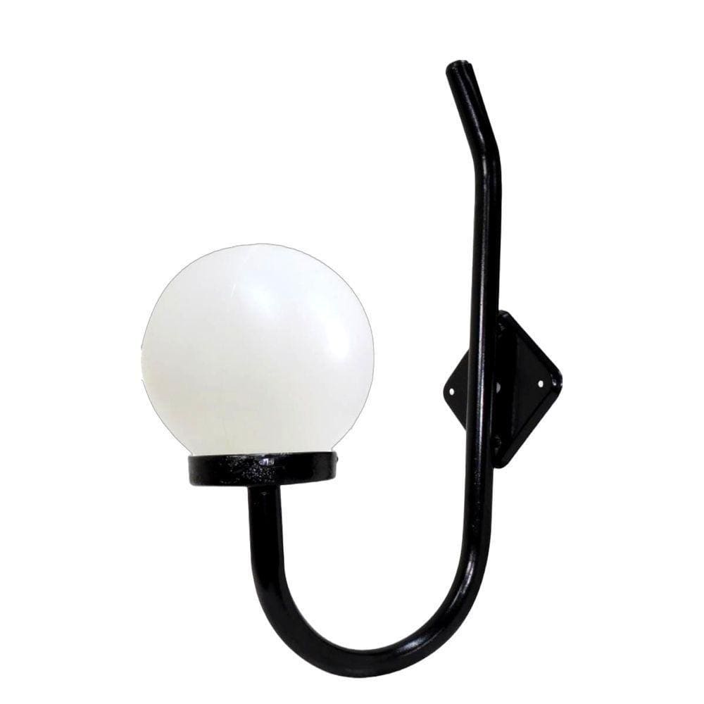 Luminária Globo Braço Curvo De Parede Alumínio Preto 56x20cm