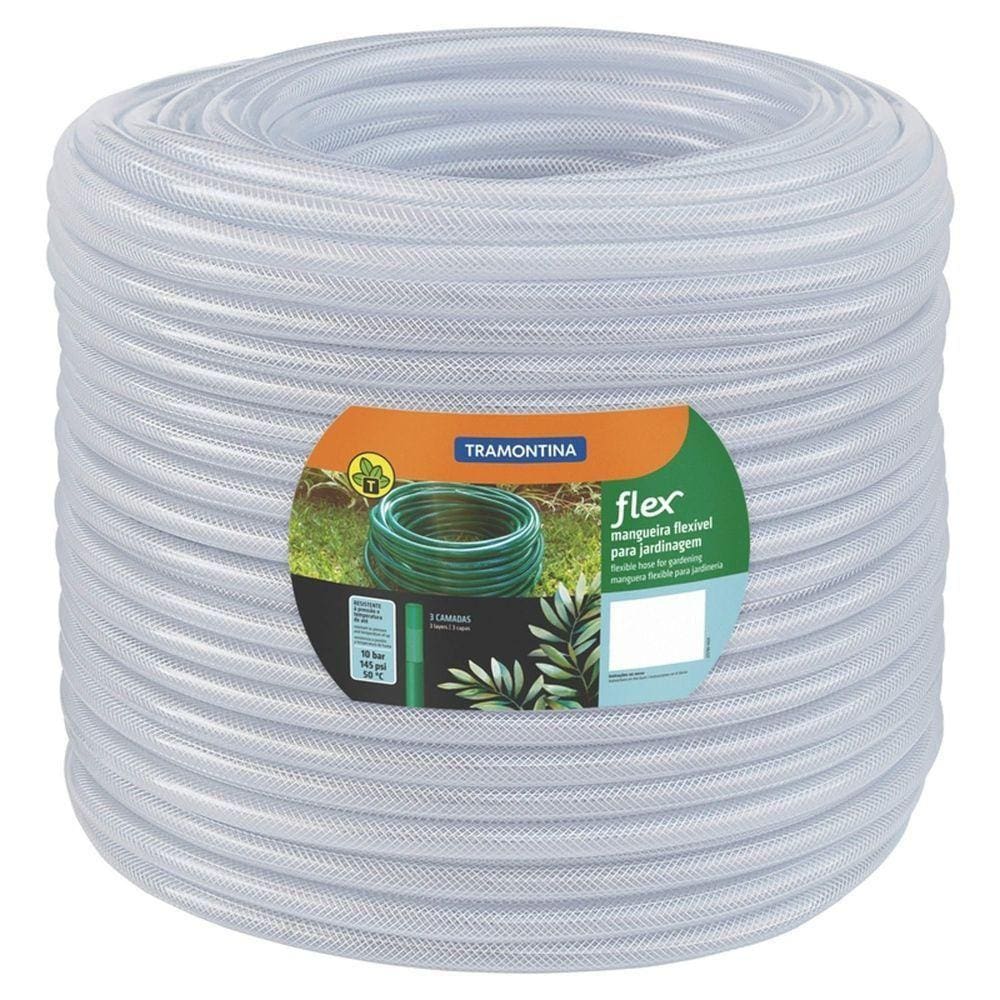 Mangueira Flex 3-4” Tramontina Branco Em Pvc 3 Camadas 100 M Tramontina