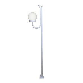 Poste Luminária Globo G Braço Curvo Cima Jardim Branco 200cm