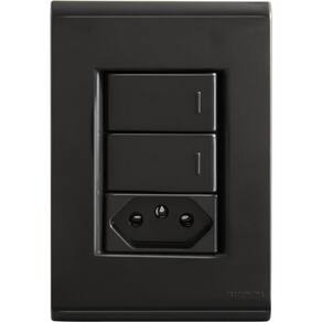 Kit 4x2 Com 2 Interruptores Simples 10 A 250 V E 1 Tomada 2p T 10 A 250 V Tramontina Liz Grafite