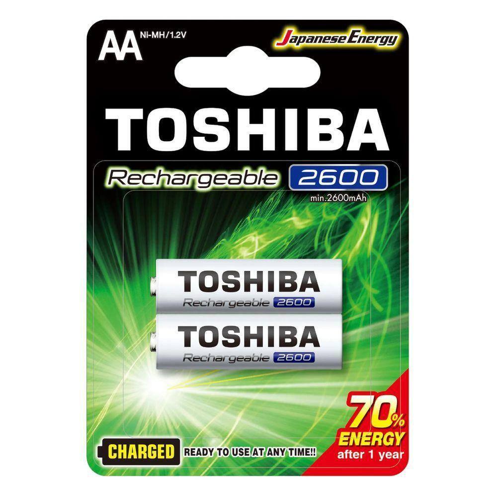 Pilha Recarregável Aa 2600mah Toshiba 2 Unidades