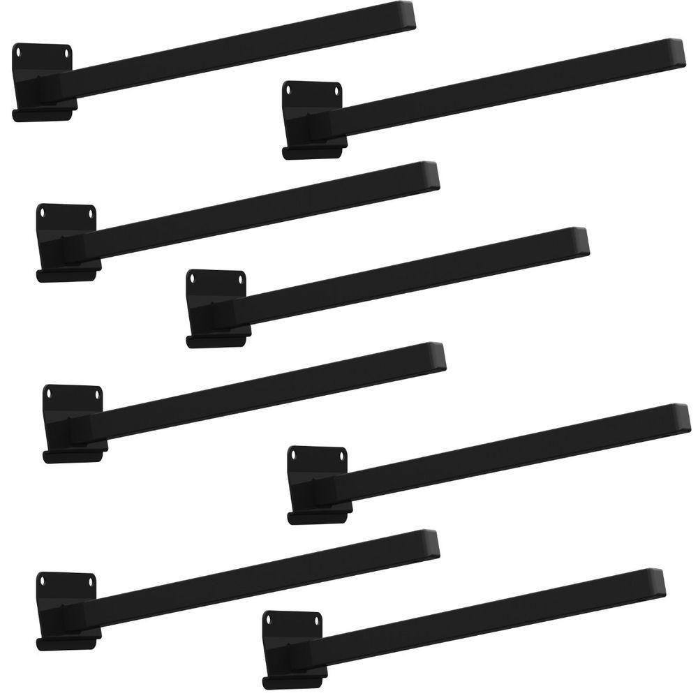 08 Suportes Refletor Base Inclinada Braço 30 Cm 08 Cj - Preto