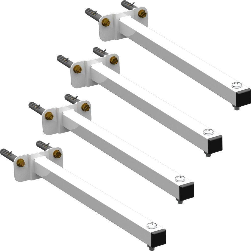 04 Suportes Refletor Base Reta Braço 20 Cm 4 Cjts - Branco
