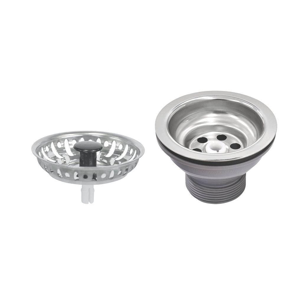 Válvula Econômica Para Pias Cubas E Tanques 3 1-2" Sem Escape Em Aço Inox E Polipropileno