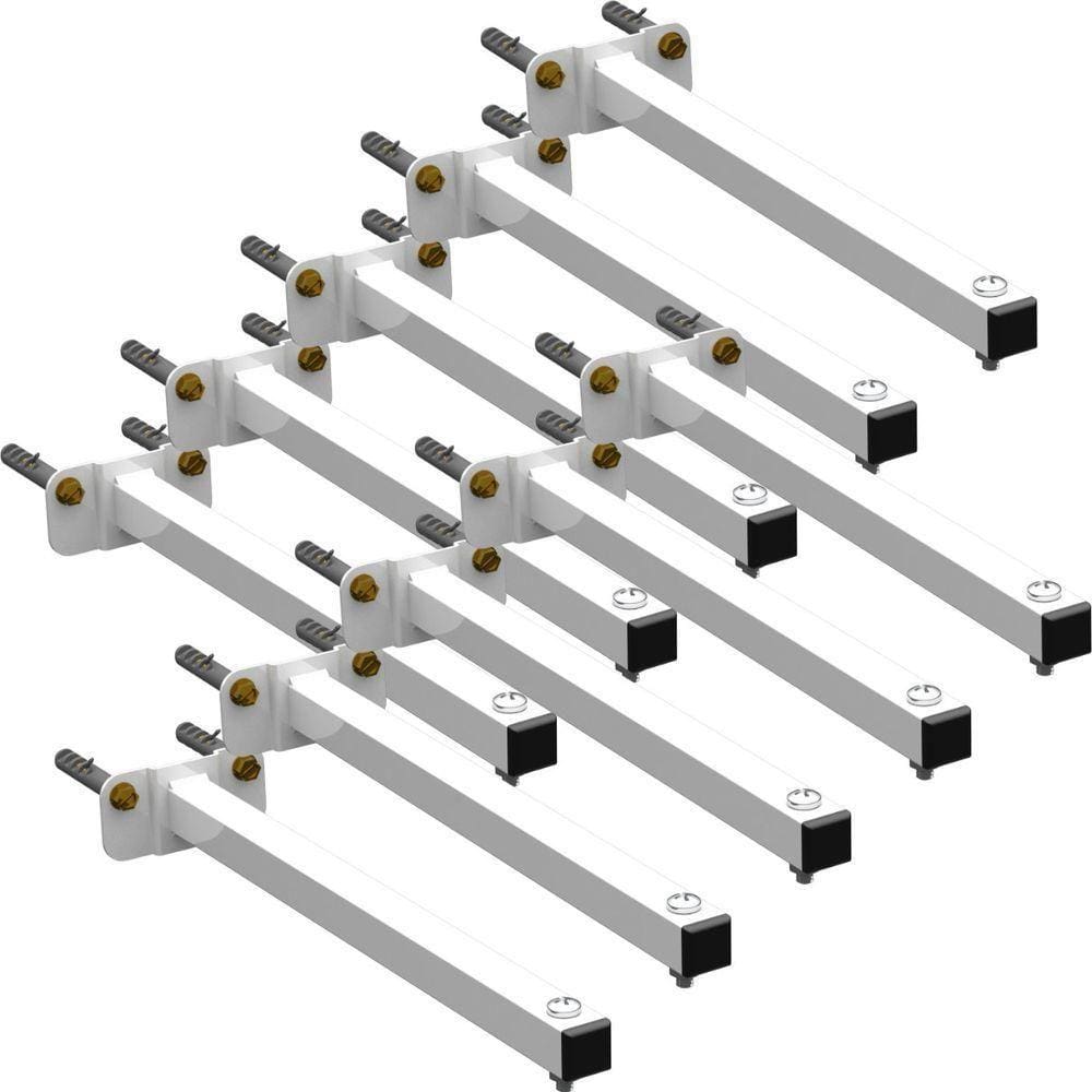 10 Suportes Refletor Base Reta Braço 50 Cm 10 Cjts - Branco
