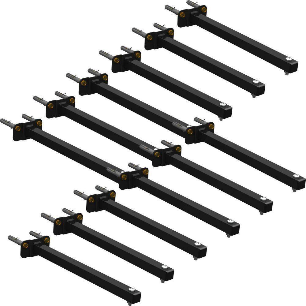 12 Suportes Refletor Base Reta Braço 100 Cm 12 Cjts - Preto