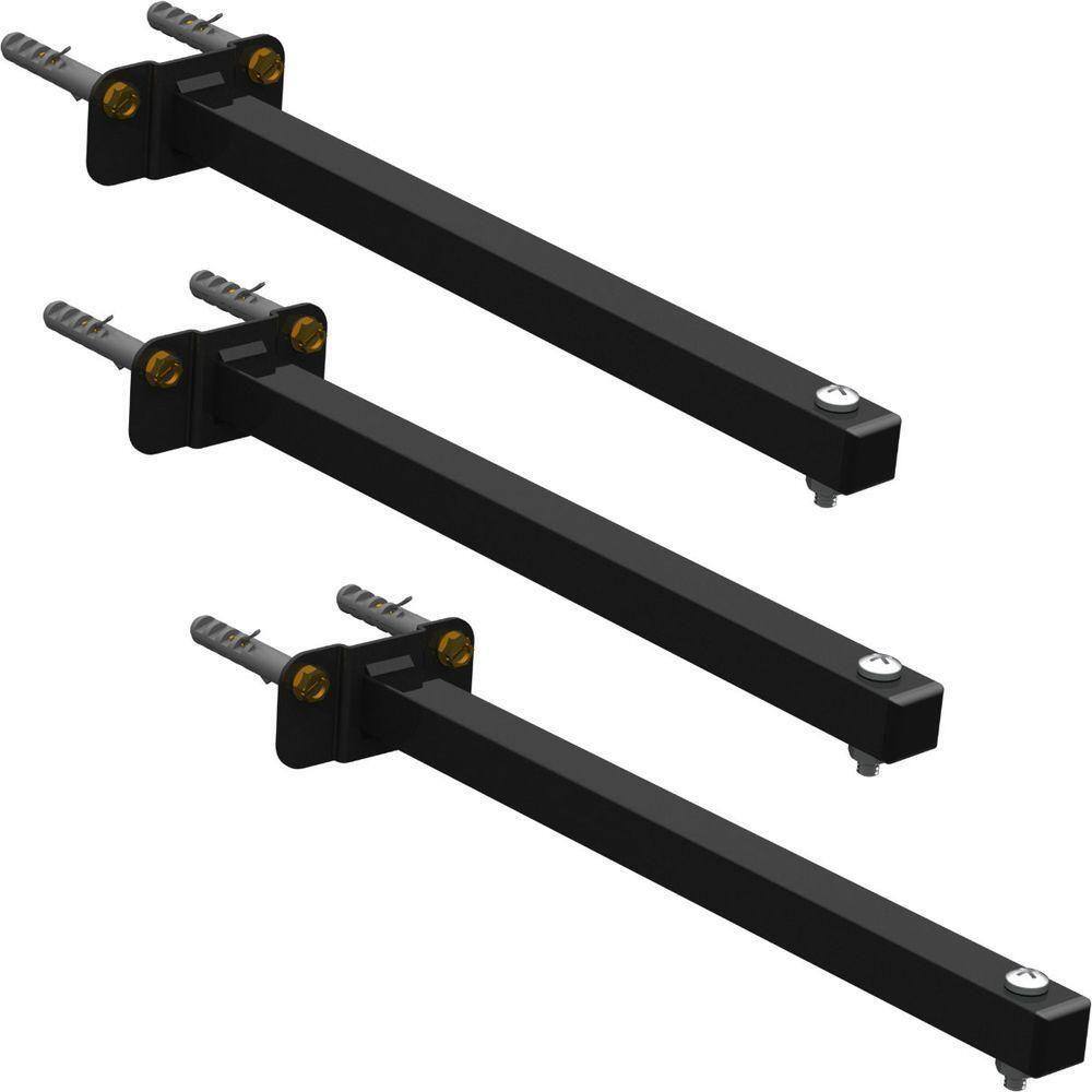 03 Suportes Refletor Base Reta Braço 100 Cm 3 Cjts - Preto