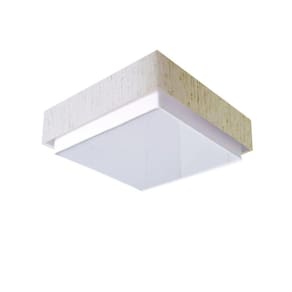 Plafon Quadrado Vivare Md-3092 Cúpula Em Tecido 60x60cm Linho Bege Bivolt
