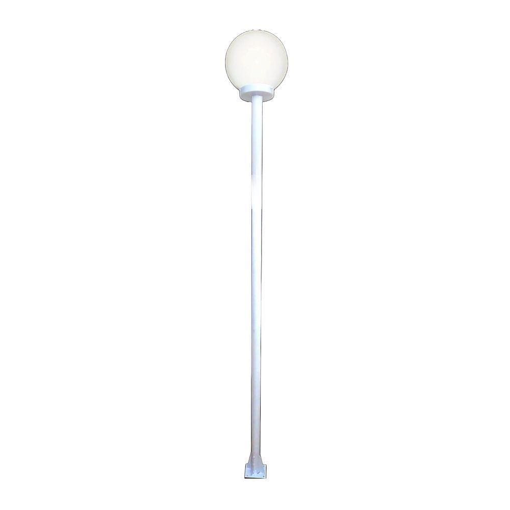 Poste E Luminária Colonial Globo P De Jardim Branco 100cm