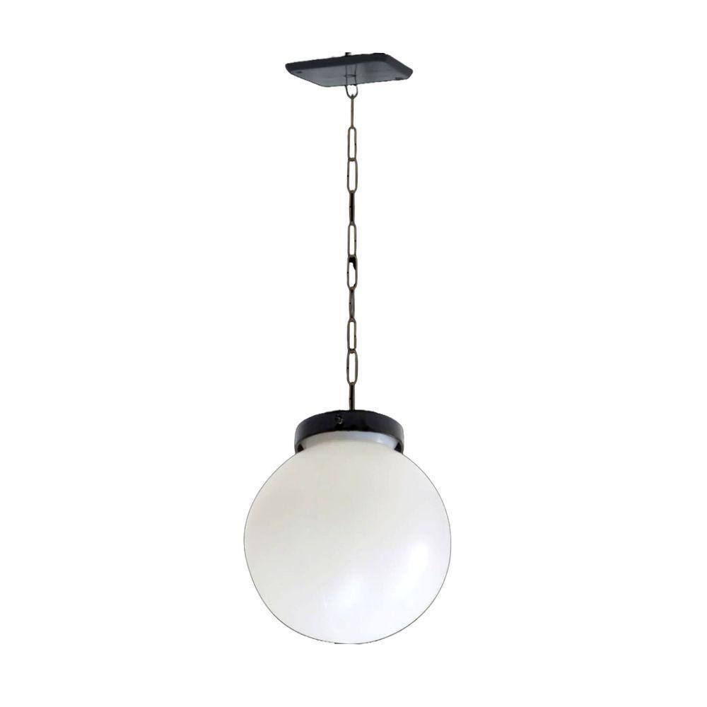 Luminária Globo De Teto Alumínio Fundido Preto 30x20cm