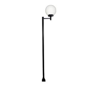 Poste E Luminária Globo G Braço Reto Jardim Preto 300cm