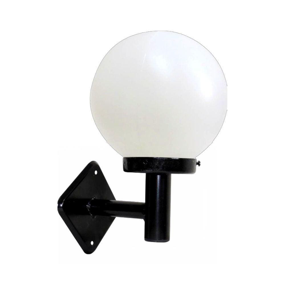 Luminária Globo Braço Reto De Parede Alumínio Preto 20x15cm