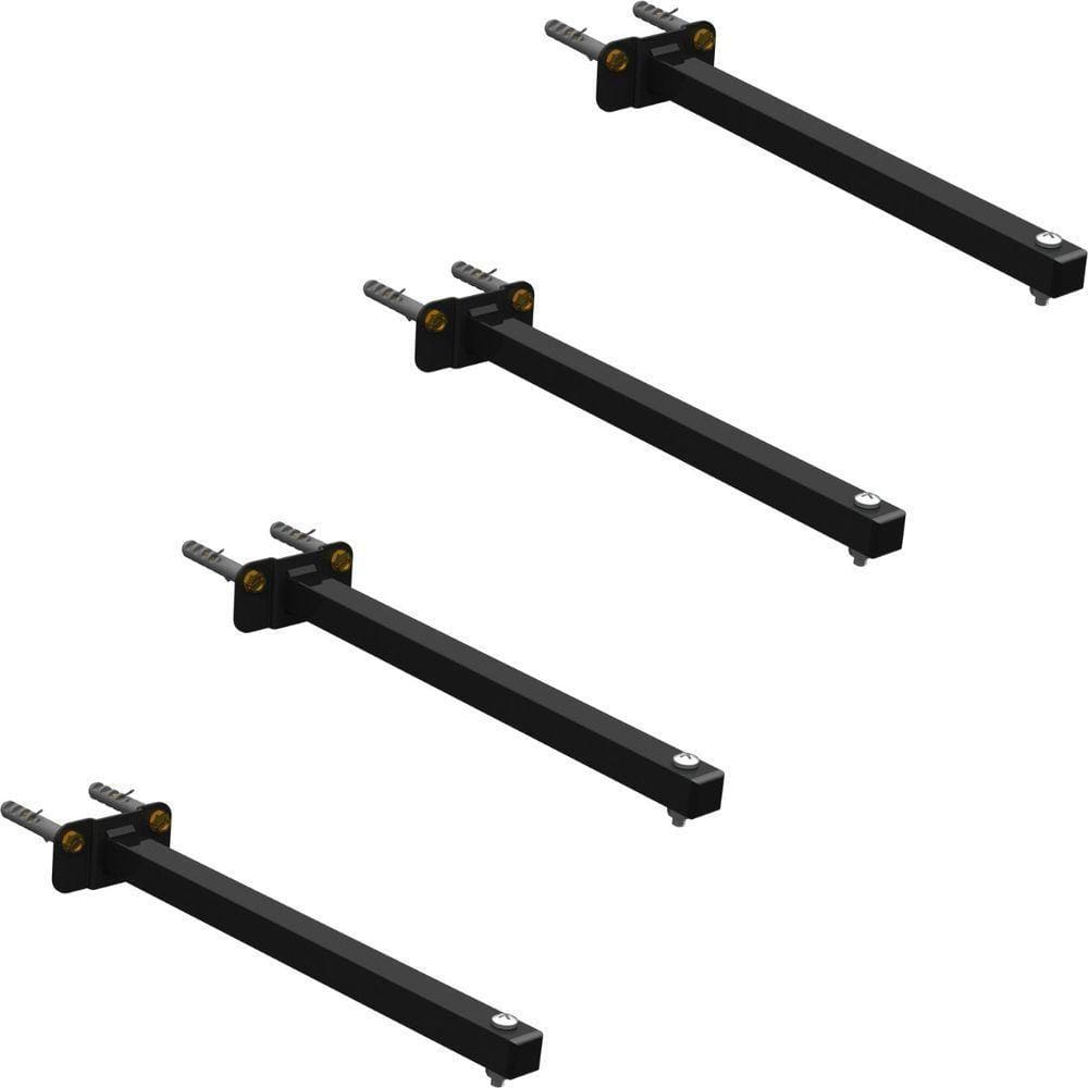 04 Suportes Refletor Base Reta Braço 70 Cm 4 Cjts - Preto