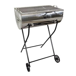 Churrasqueira Aberta Grill Inox Grelha E Carrinho 92X55X35Cm