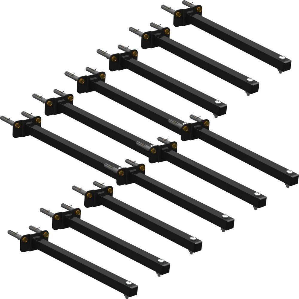 12 Suportes Refletor Base Reta Braço 40 Cm 12 Cjts - Preto