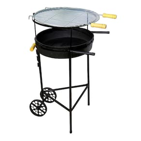 Churrasqueira Redonda Grelha E Carrinho Com Rodas 66X55X42Cm