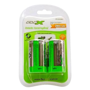 Pilha Bateria D Recarregável 2900mah 1.2v C- 2 Unidades - Flex Gold