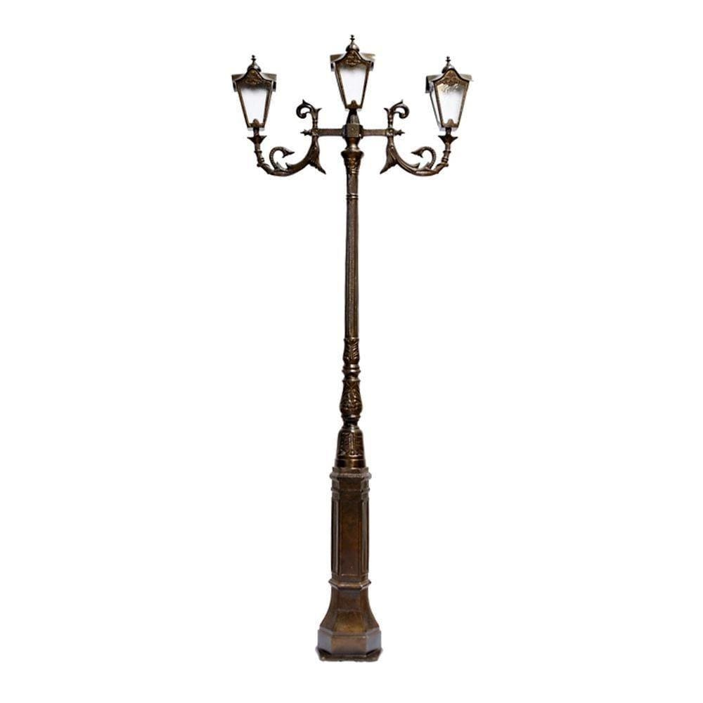 Poste De Jardim Paris 03 Luminárias Genebra Alumínio 314Cm