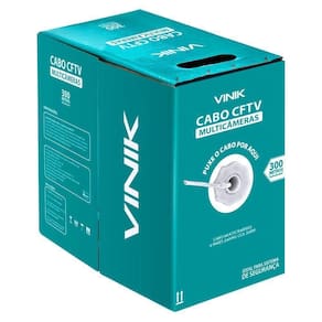 Cabo Multicameras 4 Pares Trancados 24Awg Cca 0,49Mm P/ Cftv 300 Metros Branco