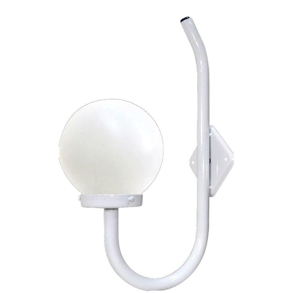 Luminária Globo Braço Curvo Parede Alumínio Branco 56x20cm