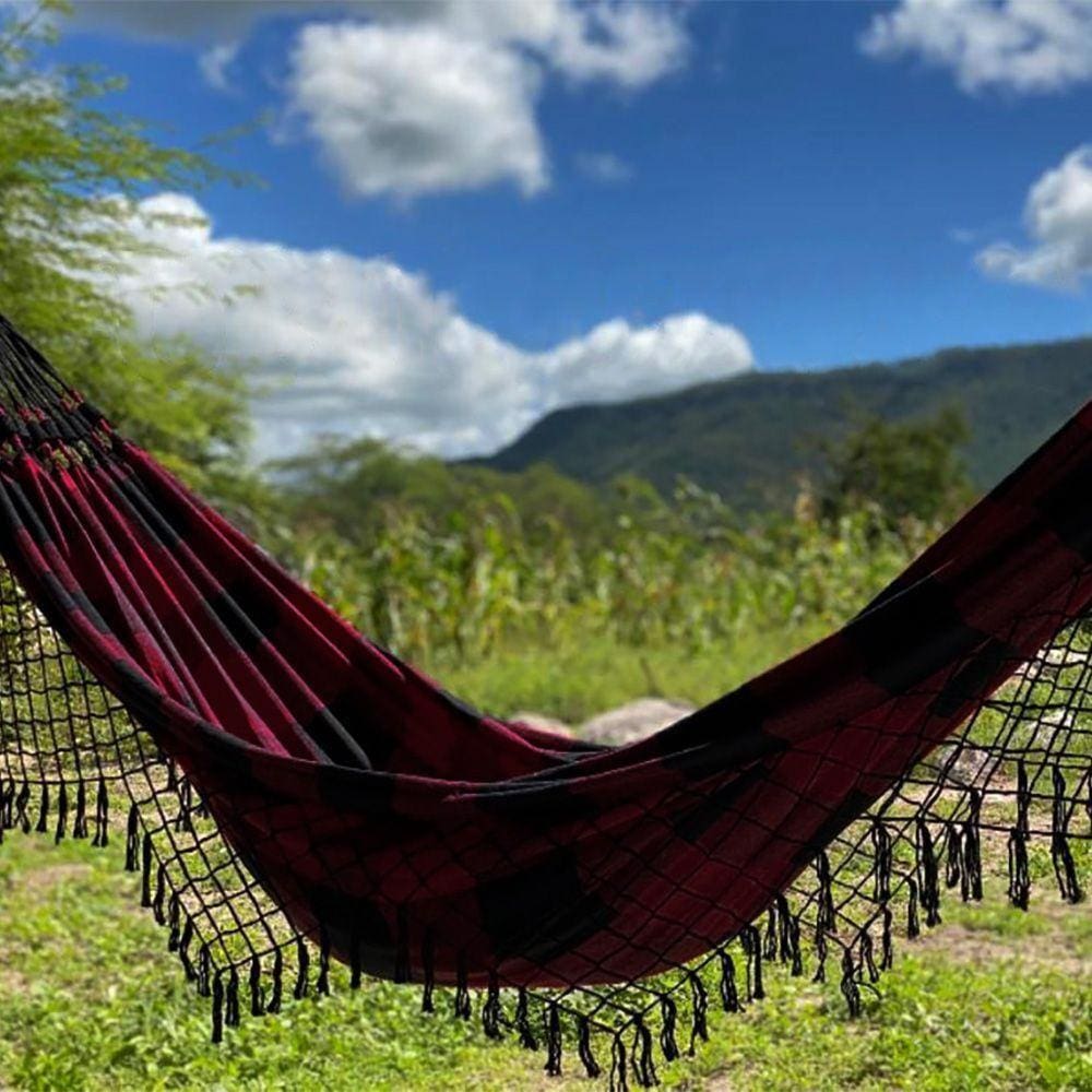 Rede De Descanso Confortável Lazer Vinho E Preto